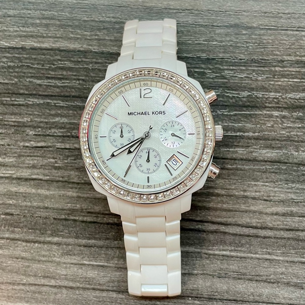 Michael Kors White Ceramic Chronograph Watch